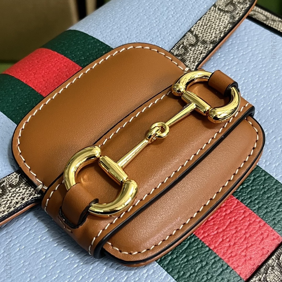 高仿古驰单肩包 中国新年系列Gucci Horsebit 1955迷你手袋 红绿织带印花 