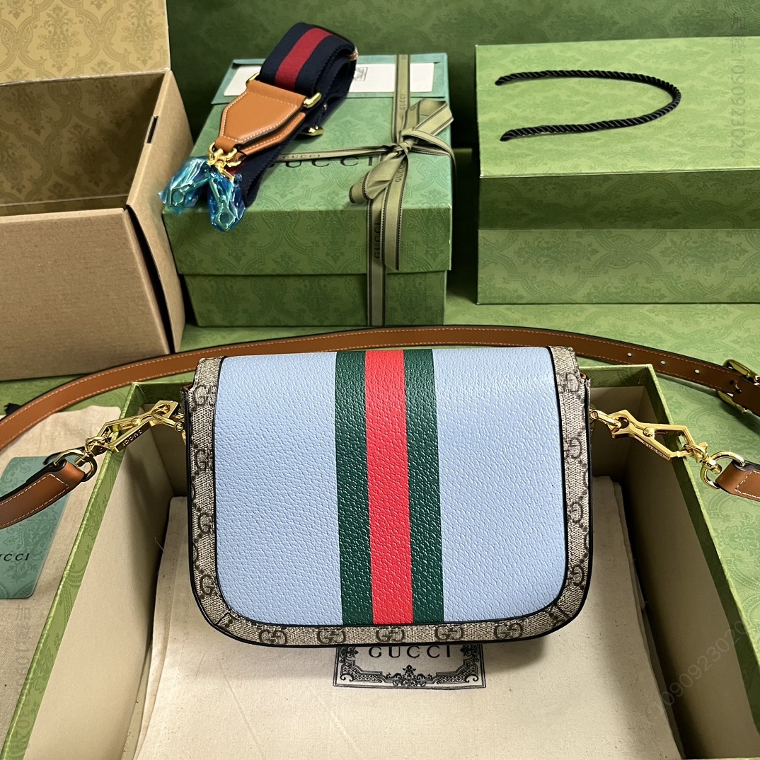 高仿古驰单肩包 中国新年系列Gucci Horsebit 1955迷你手袋 红绿织带印花 