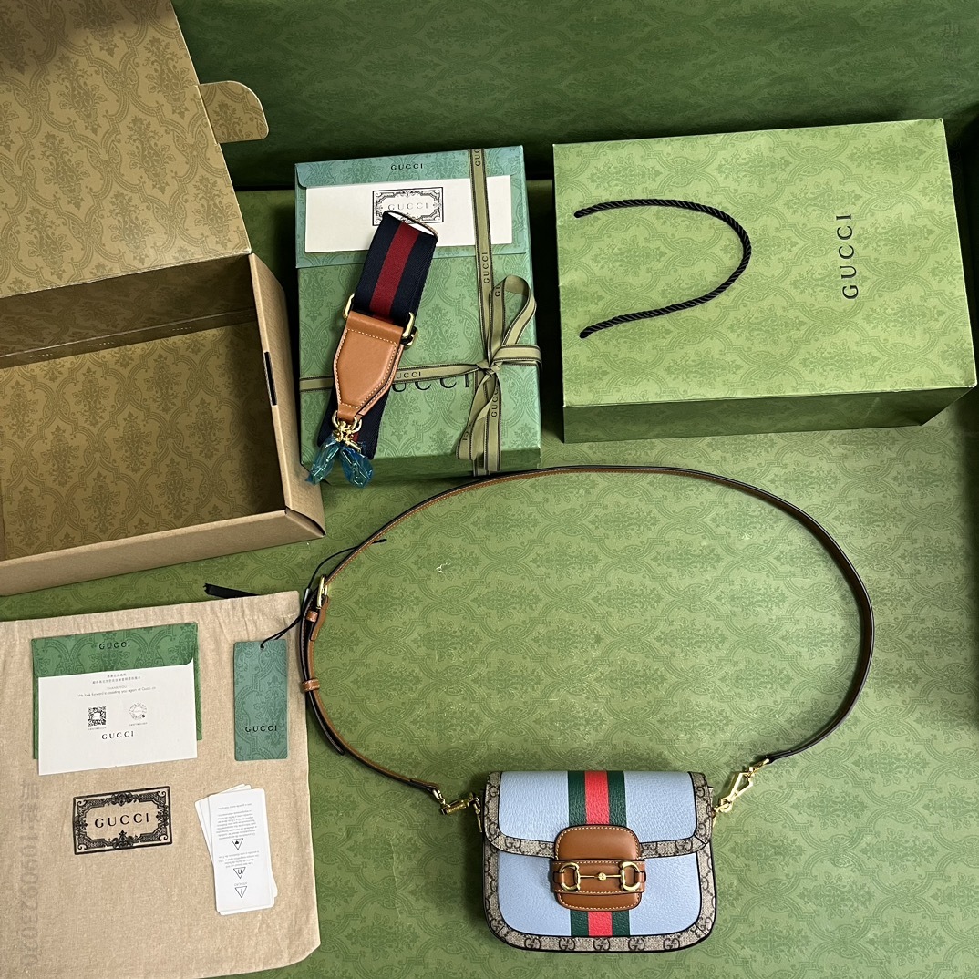 高仿古驰单肩包 中国新年系列Gucci Horsebit 1955迷你手袋 红绿织带印花 