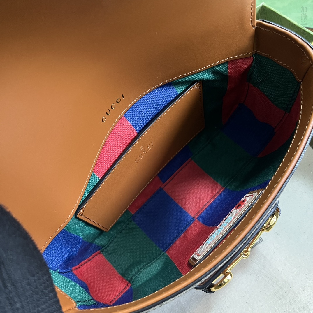 高仿古驰单肩包 中国新年系列Gucci Horsebit 1955迷你手袋 红绿织带印花 