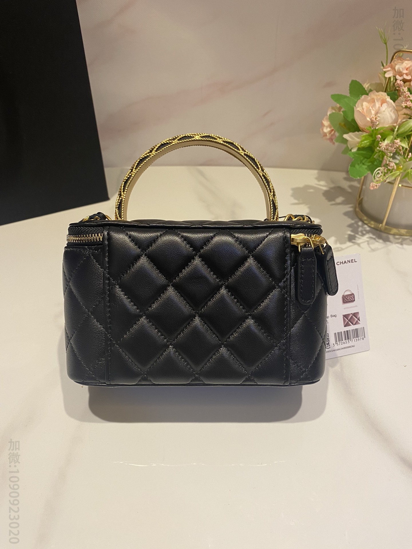 香奈儿化妆包 Chanel香奈儿小羊皮化妆包 23A新款 手柄WOC AP3383