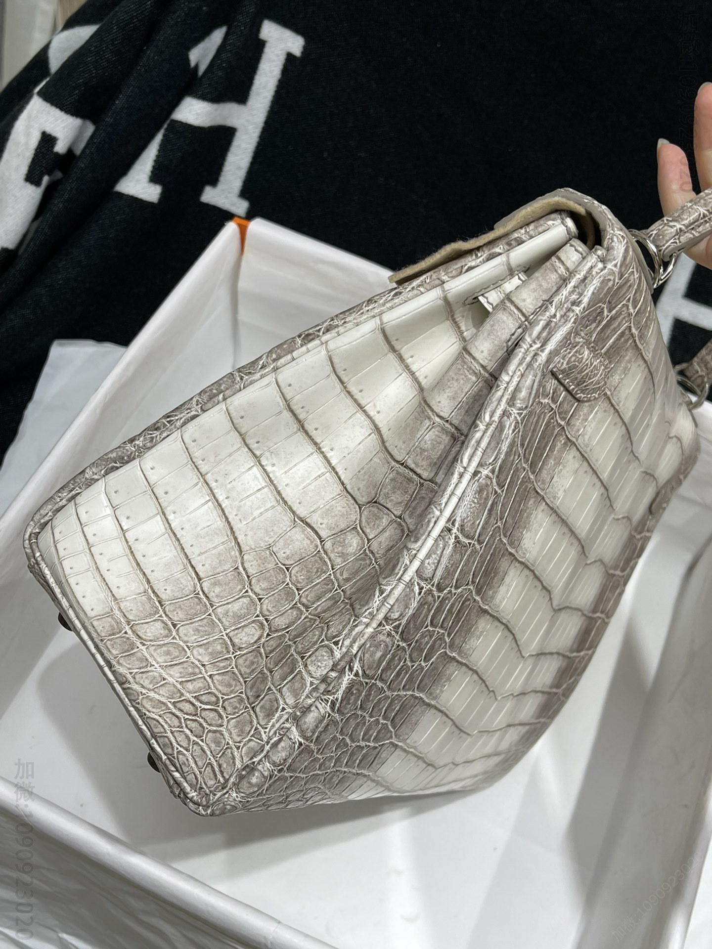 爱马仕凯莉女包 纯进口 无任何喷涂的欧洲进口喜马拉雅白尼罗鳄鳄鱼皮真皮包包 