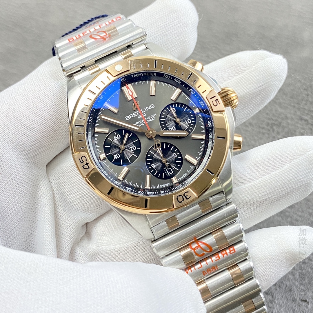 高仿百年灵手表 Chronomat 蝴蝶扣辊珠精钢表链w腕表 BLS出品 