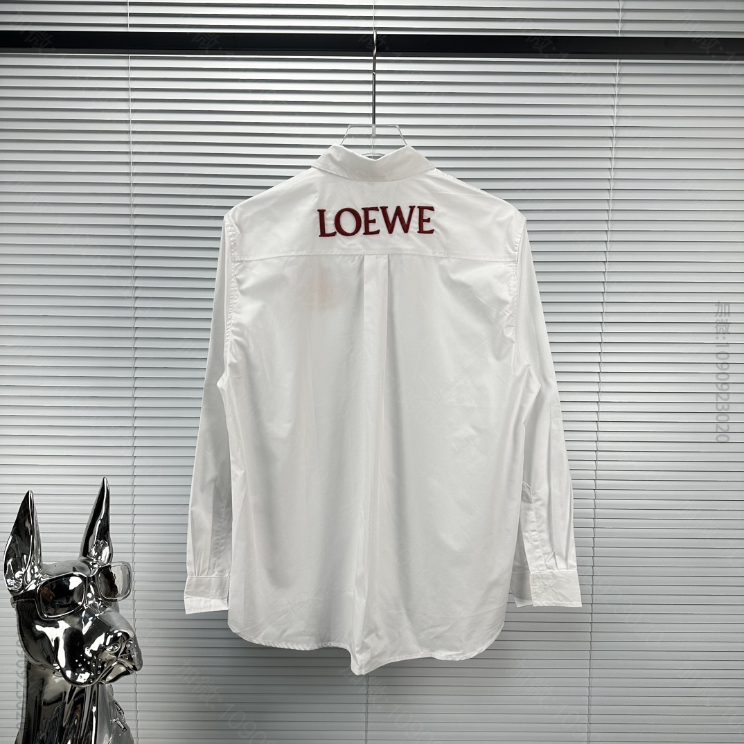高仿罗意威男装 LOEWE 罗意威2023新款刺绣火焰情侣款衬衫 