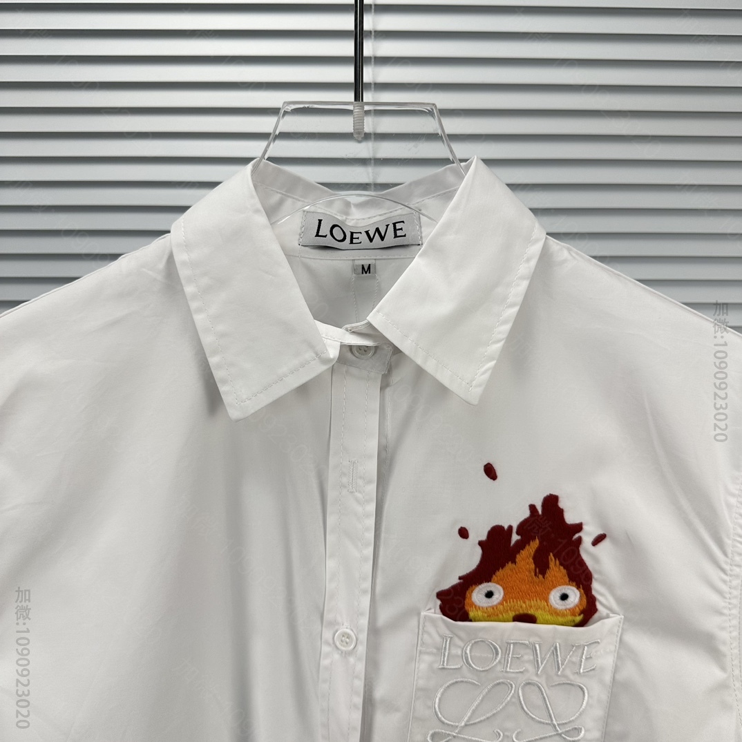 高仿罗意威男装 LOEWE 罗意威2023新款刺绣火焰情侣款衬衫 