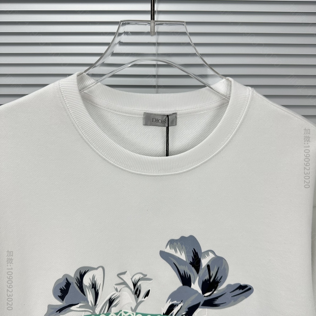 高仿迪奥女装卫衣 Dior 迪奥2023新款发泡花卉情侣款圆领卫衣 