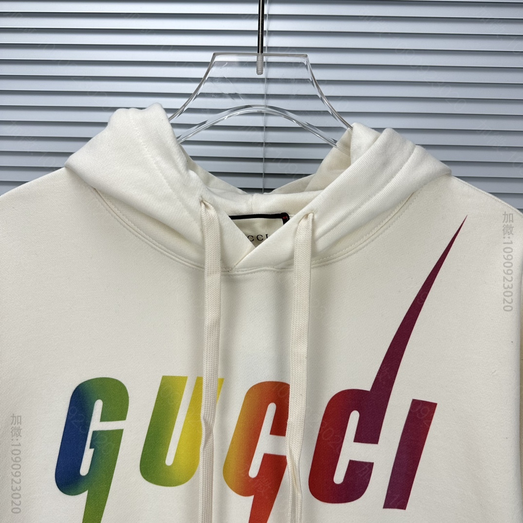 高仿古驰男装 Gucci 古驰2023新款彩色闪电情侣款连帽卫衣 