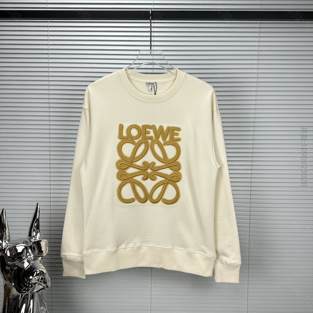 高仿罗意威男装 LOEWE 罗意威2023新款刺绣大logo情侣款圆领卫衣 