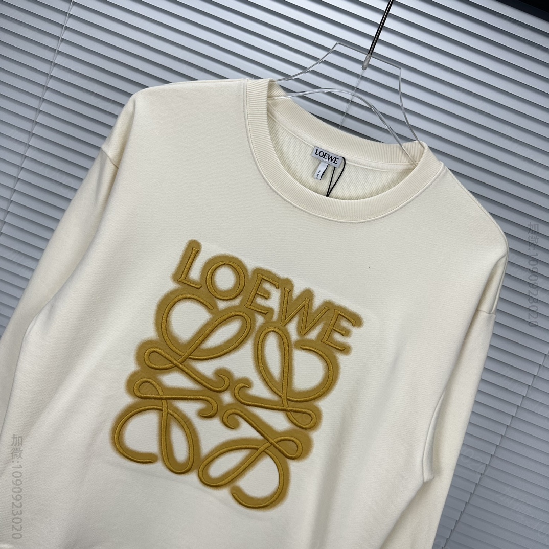 高仿罗意威男装 LOEWE 罗意威2023新款刺绣大logo情侣款圆领卫衣 