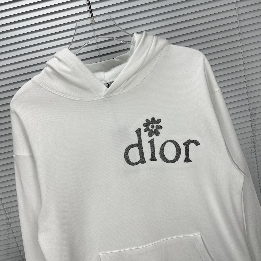 迪奥男装卫衣 Dior 迪奥2023新款金属线刺绣字母情侣款连帽卫衣 