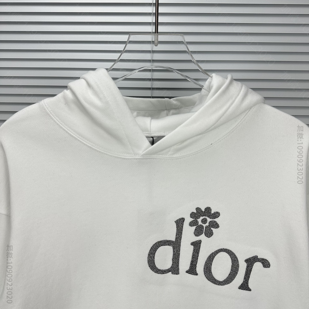迪奥男装卫衣 Dior 迪奥2023新款金属线刺绣字母情侣款连帽卫衣 