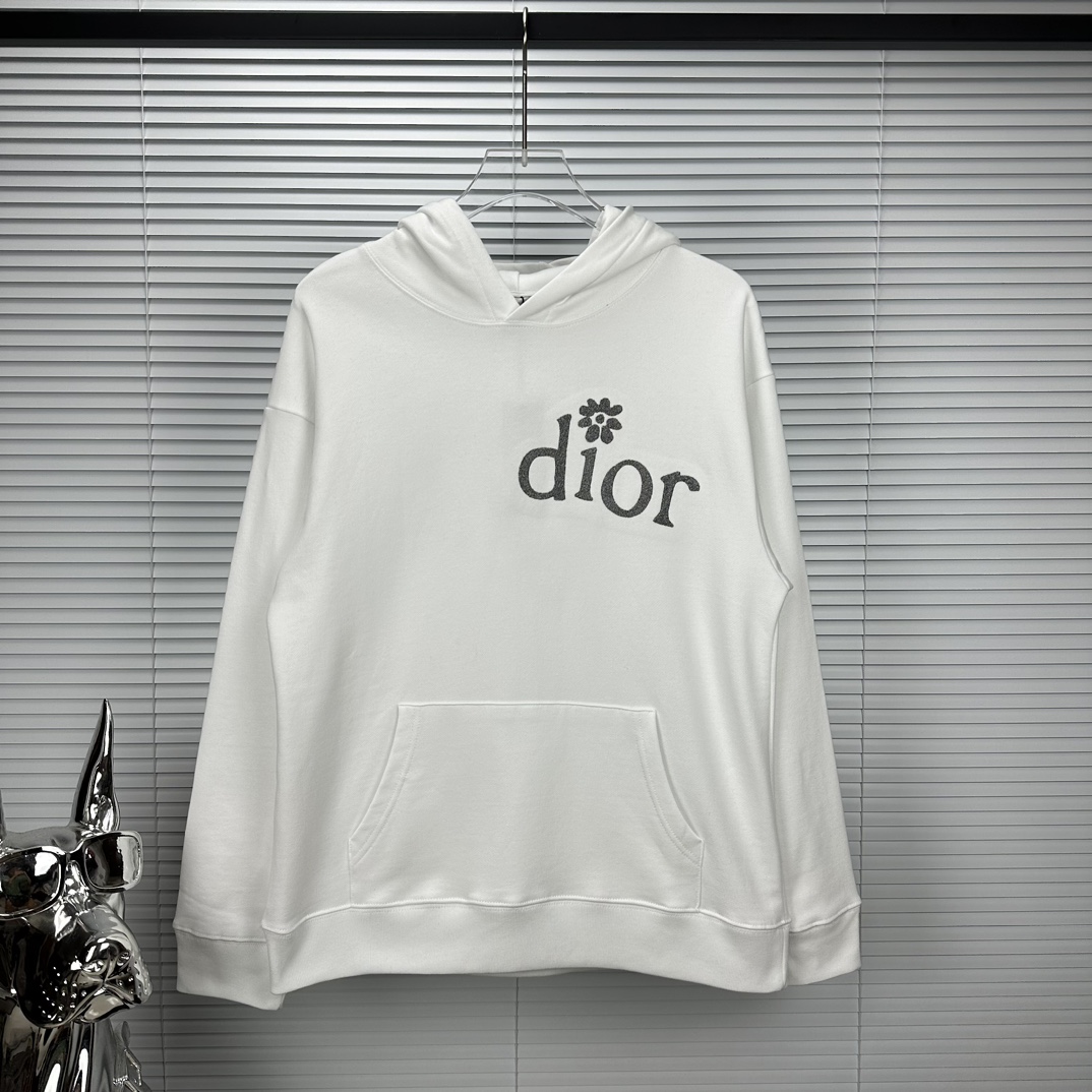 迪奥男装卫衣 Dior 迪奥2023新款金属线刺绣字母情侣款连帽卫衣 