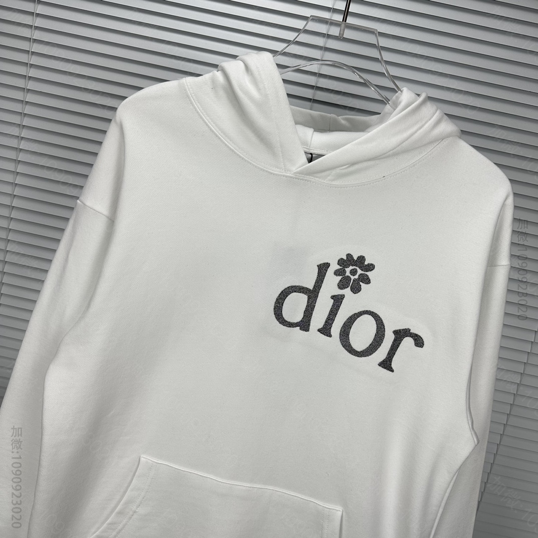 迪奥男装卫衣 Dior 迪奥2023新款金属线刺绣字母情侣款连帽卫衣 