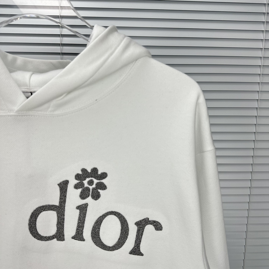迪奥男装卫衣 Dior 迪奥2023新款金属线刺绣字母情侣款连帽卫衣 