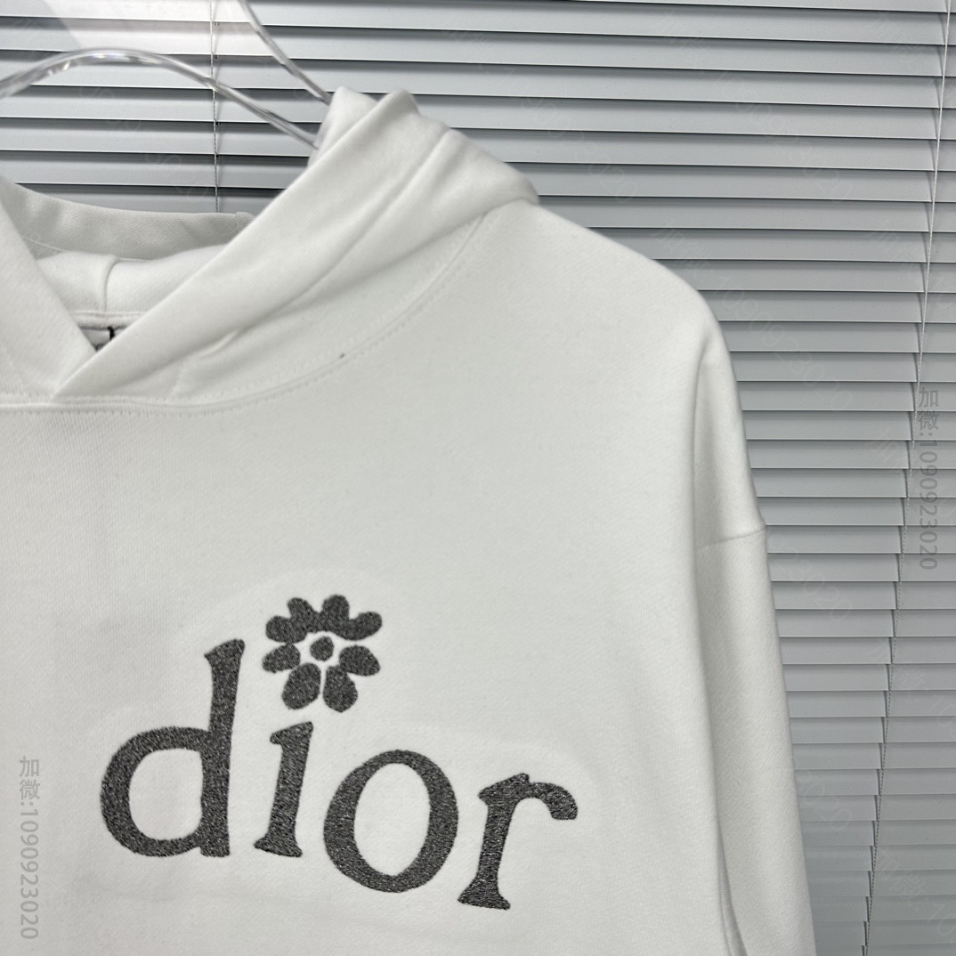 迪奥男装卫衣 Dior 迪奥2023新款金属线刺绣字母情侣款连帽卫衣 