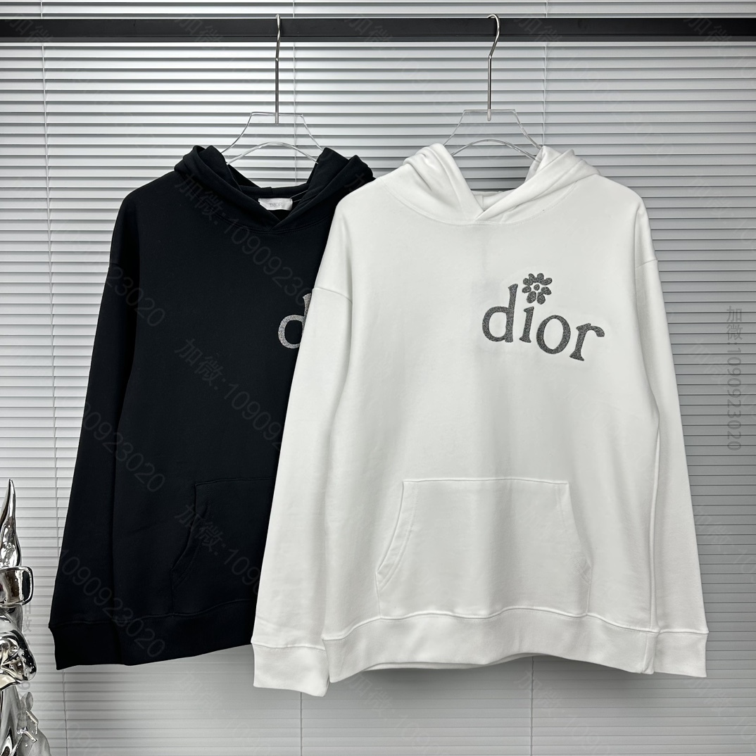迪奥男装卫衣 Dior 迪奥2023新款金属线刺绣字母情侣款连帽卫衣 