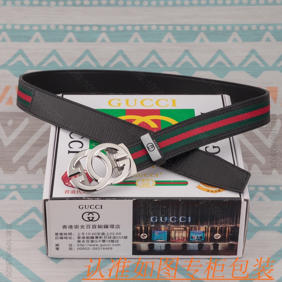 高仿古驰皮带 Gucci 古驰百分百头层牛皮腰带 专柜原单品质 古驰自动扣皮带 