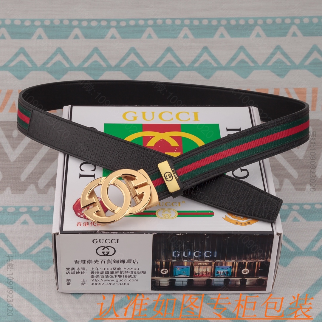 高仿古驰皮带 Gucci 古驰百分百头层牛皮腰带 专柜原单品质 古驰自动扣皮带 