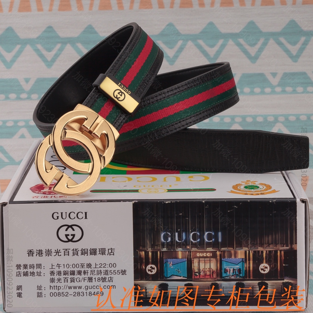 高仿古驰皮带 Gucci 古驰百分百头层牛皮腰带 专柜原单品质 古驰自动扣皮带 