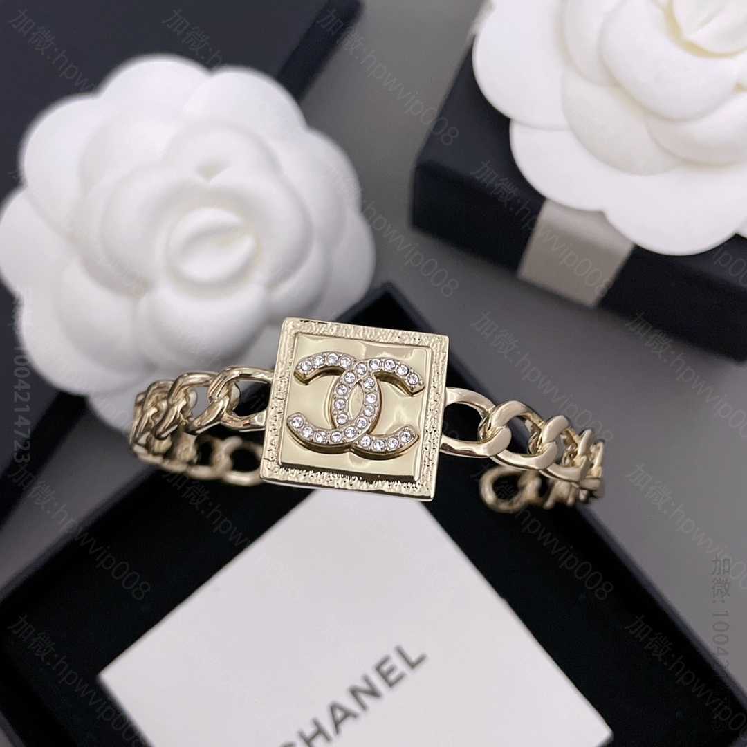 原单香奈儿饰品 Chanel 香奈儿金属方块手镯 绝美方块手镯 开口设计 