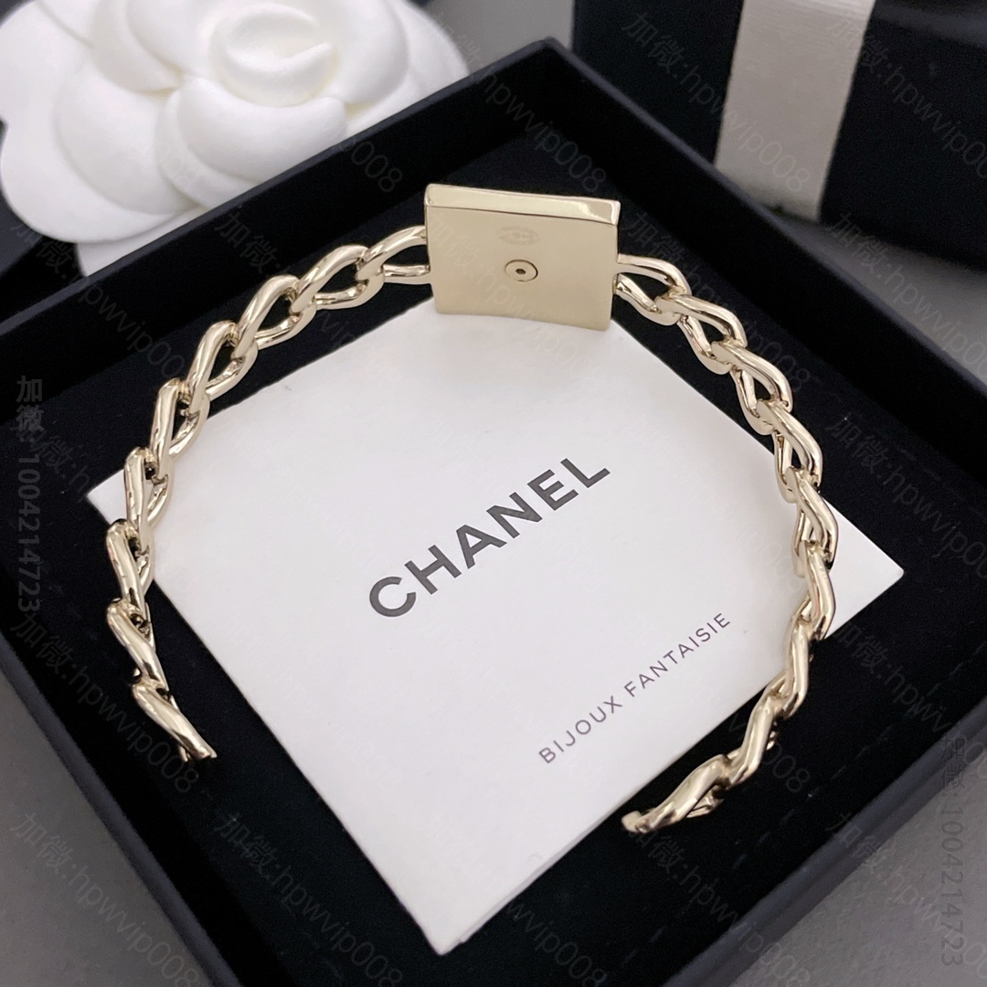 原单香奈儿饰品 Chanel 香奈儿金属方块手镯 绝美方块手镯 开口设计 