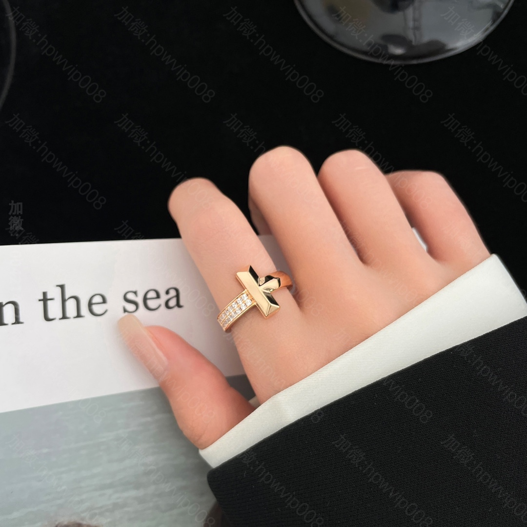 高仿蒂芙尼首饰 Tiffany 蒂芙尼CNC高版本宽半镶钻戒指 
