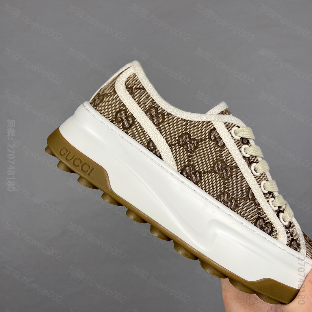 高仿古驰男鞋 Gucci Baskets GG Pour Femme Low Sneaker 珍宝系列低帮复古厚底增高百搭休闲运动板鞋 