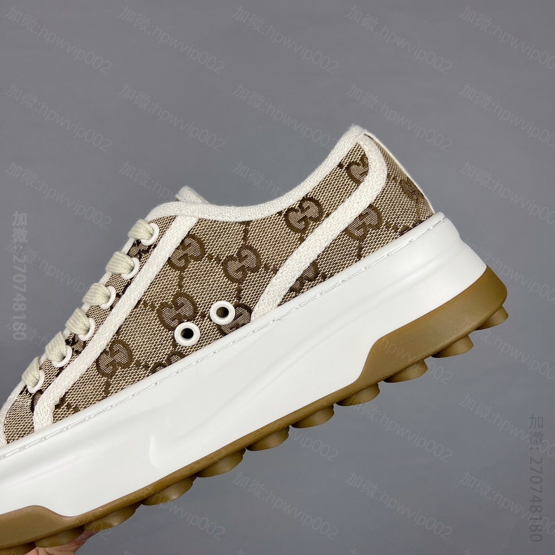 高仿古驰男鞋 Gucci Baskets GG Pour Femme Low Sneaker 珍宝系列低帮复古厚底增高百搭休闲运动板鞋 