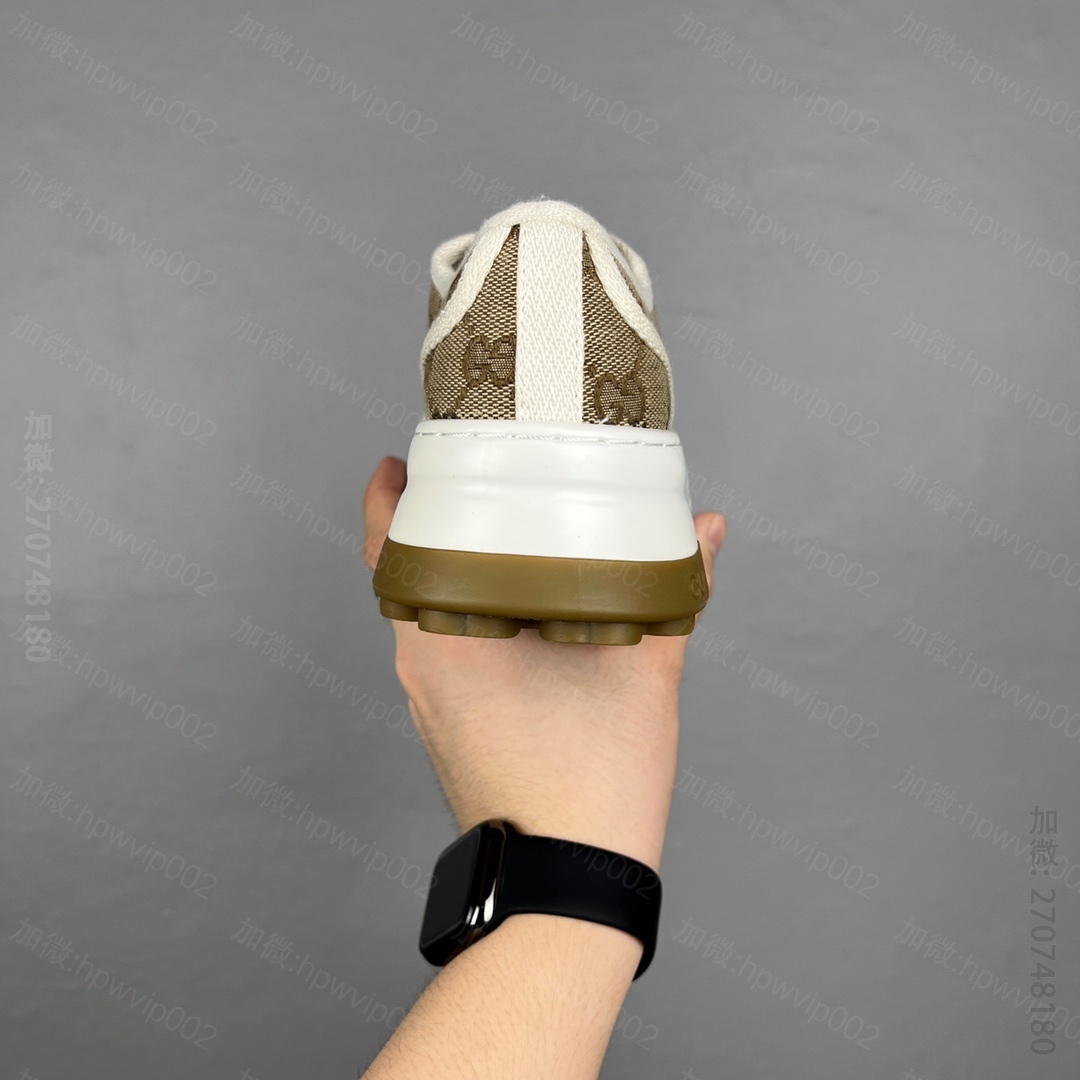高仿古驰男鞋 Gucci Baskets GG Pour Femme Low Sneaker 珍宝系列低帮复古厚底增高百搭休闲运动板鞋 