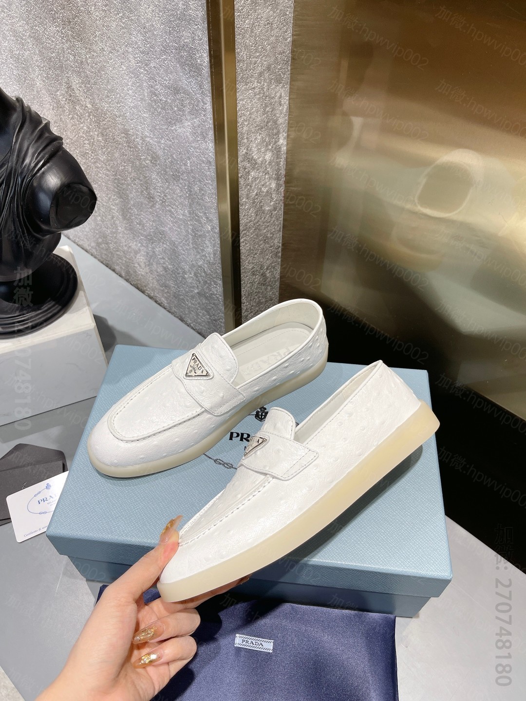 高仿普拉达男鞋 Prada 2063最新款普拉达春夏新款一脚蹬乐福鞋 