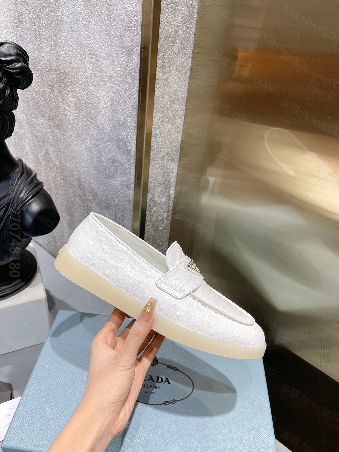 高仿普拉达男鞋 Prada 2063最新款普拉达春夏新款一脚蹬乐福鞋 