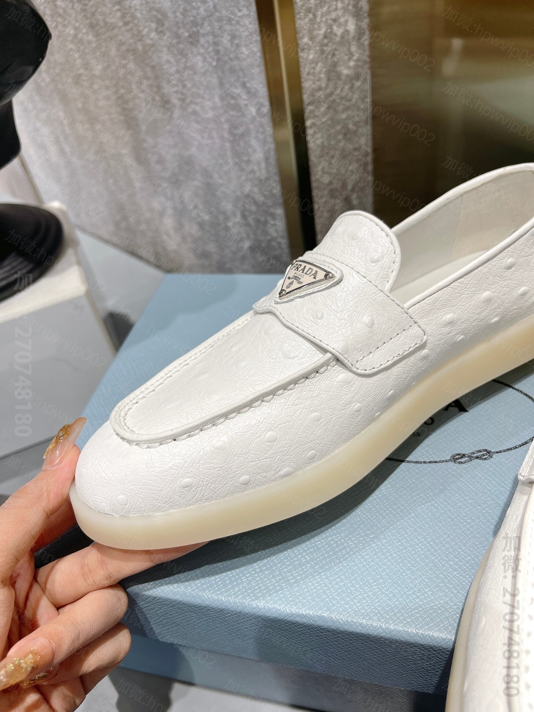 高仿普拉达男鞋 Prada 2063最新款普拉达春夏新款一脚蹬乐福鞋 