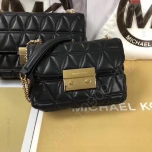 MK新款纯原V字形小香风中小号链条包黑色 高仿MK包包 精仿MK女包 原版MK女包 A货MK女包 原单MK女包