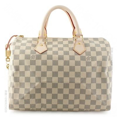 LVSpeedy30优雅白格手袋 LV手提包 路易威登白格子手提包 高仿LV
