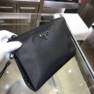 配盒PRADA 男士尼龙手拿包 高仿普拉达女士钱包 精仿普拉达手抓包 原版普...
