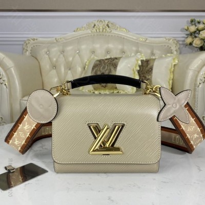 Twist中号手袋灰蓝色 A货LV女包 路易威登包包 高仿LV