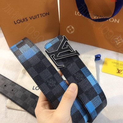 货双面系列黑灰格，精品质量，L家十字纹系 高仿路易威登皮带 精仿LV皮带 原...