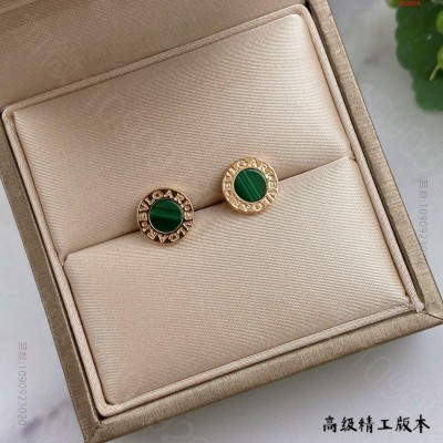 925火爆宝格丽天然孔雀石大号圆饼纽 高仿名牌耳钉 精仿名牌耳钉 原版名牌耳...