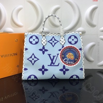 顶级浅蓝色Onthego手袋 lv女包官方网站 精仿LV女包 原版LV路易威登女包 A货LV女包 高仿LV女包