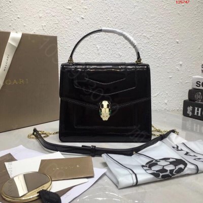 Bvlgari 宝格丽专柜新款三层牛漆皮手提斜跨包 原单宝格丽女包 A货宝格...
