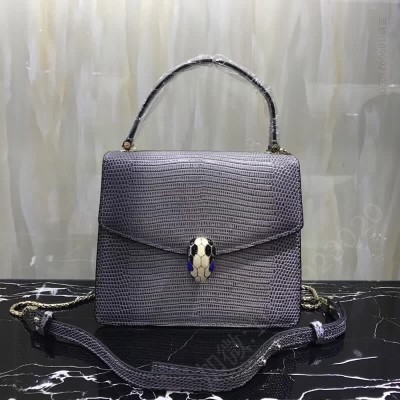 Bvlgari 宝格丽serpenti黑色和白色珐琅浅金镀金蛇首形 原版宝格丽女包 A货宝格丽女包