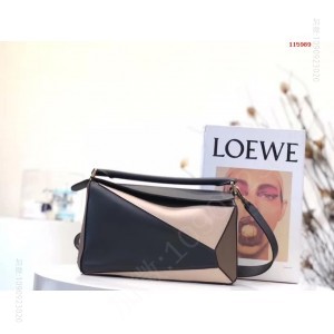 中号 Loewe （啡色拼色）Puzzle 高仿罗意威包包2023经典款 精仿罗意威女包 原版罗意威女包 A货罗意威女包 原单罗意威包包