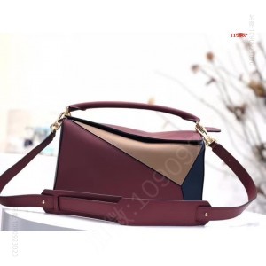 中号 Loewe （大红拼色）Puzzle 高仿罗意威包包2023经典款 精仿罗意威女包 原版罗意威女包 A货罗意威女包 原单罗意威包包