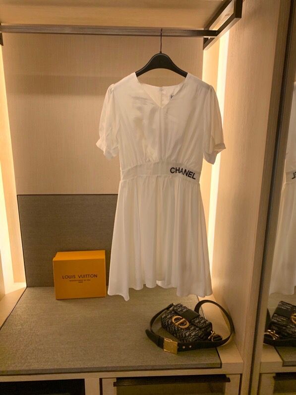 新款连衣裙CHanel 刺绣logo 短袖 精梳棉 短袖连衣裙