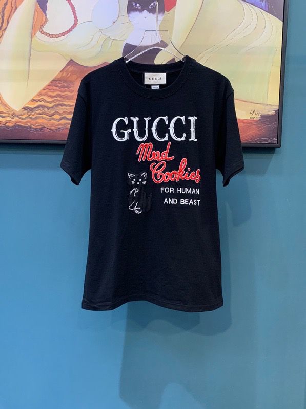 Gucci古奇 20年秋冬新款女款 动物刺绣圆领小羊刺绣短袖T恤