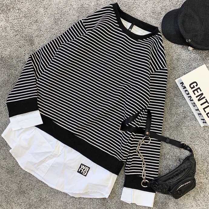 Alexander Wang 20AW条纹假俩件新款
