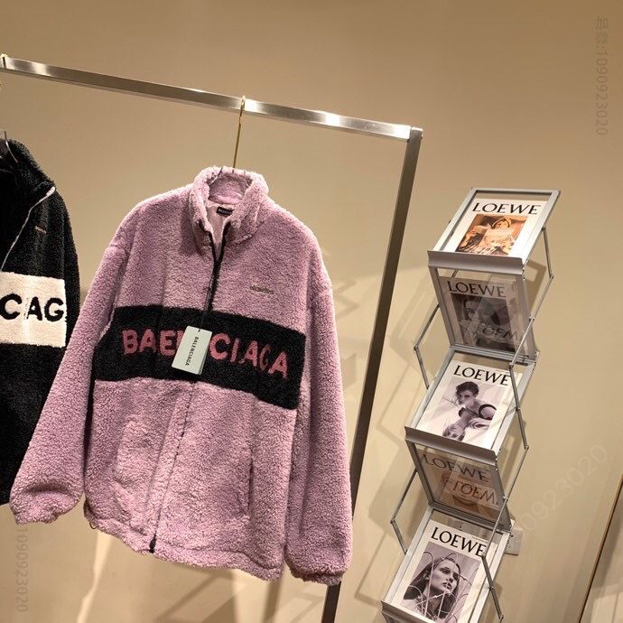 Balenciaga 20FW新款拼色羊羔毛外套