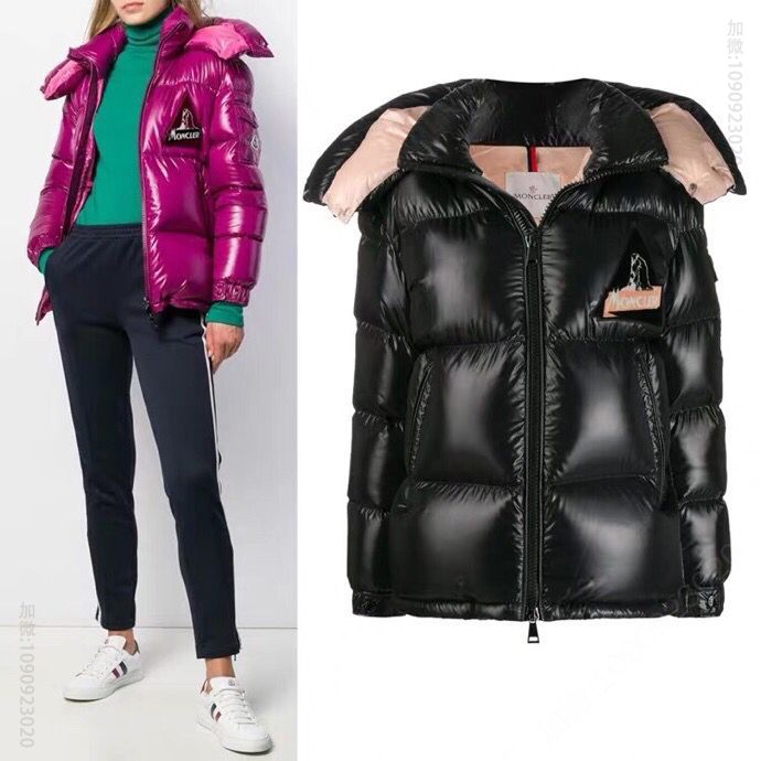 Moncler 蒙口 WILSON 贴花亮面连帽羽绒服