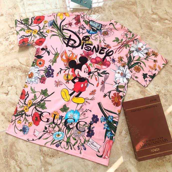 Disney×Gucci联名系列 2023ss 走秀系列款 米奇花卉T恤