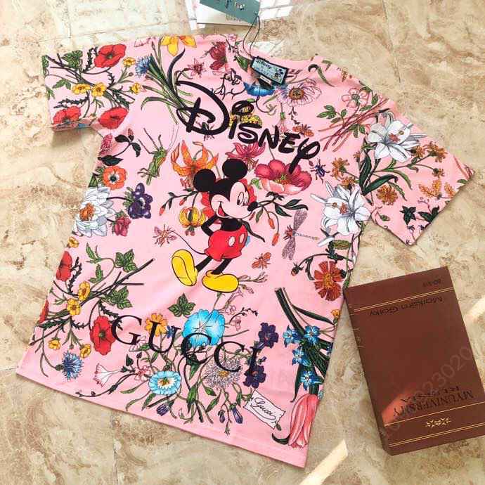 古驰女装短袖 Disney×Gucci联名系列 2023ss 走秀系列款 米奇花卉T恤 原单古奇短袖